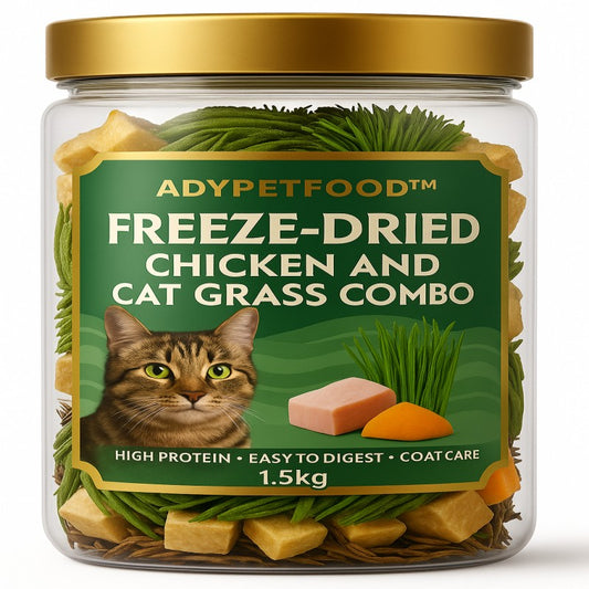 FREEZE-DRIEDCHICKEN ANDCAT GRASS COMBO